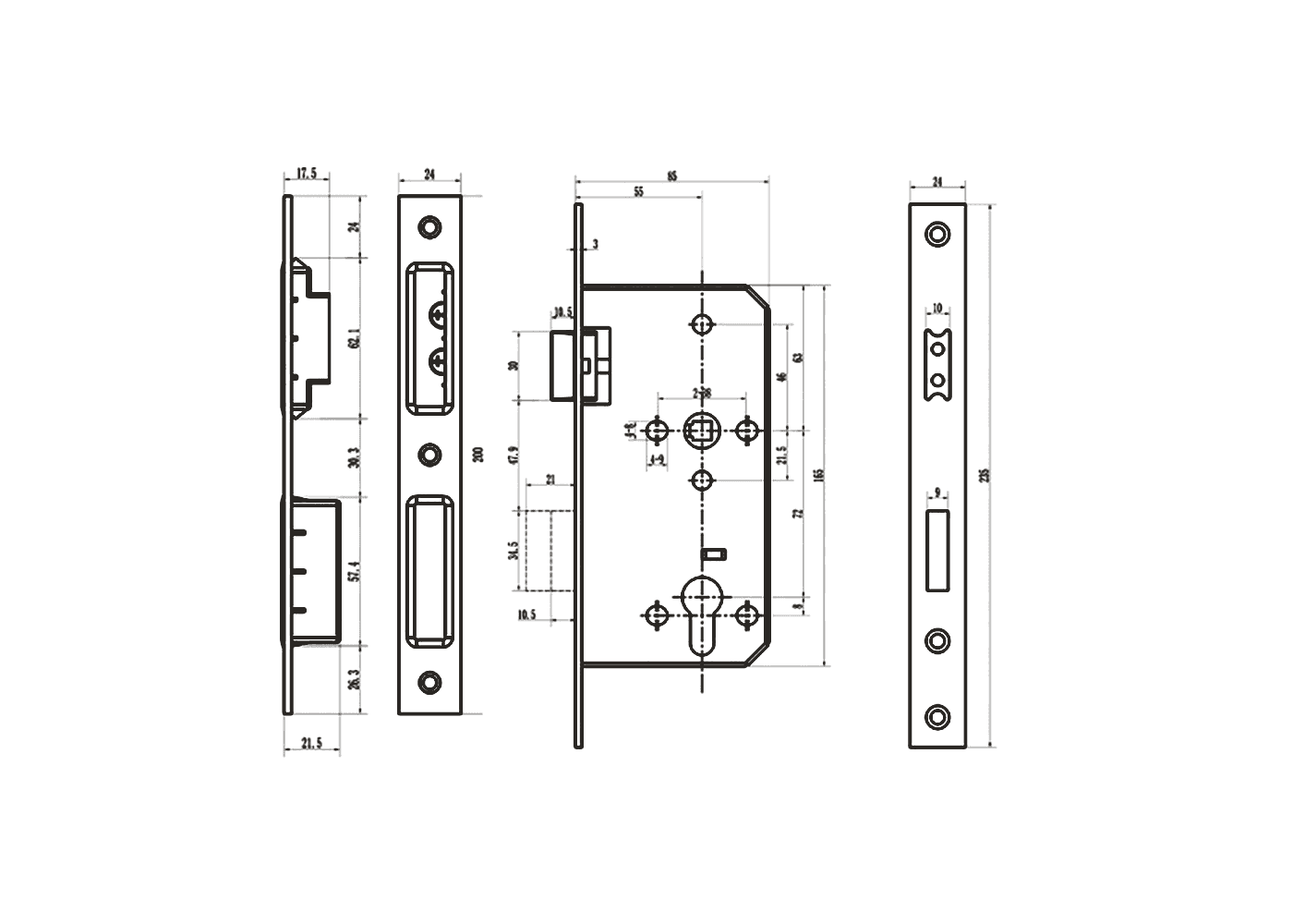 Long-faceplate Magnetic Lockbody Dimensions