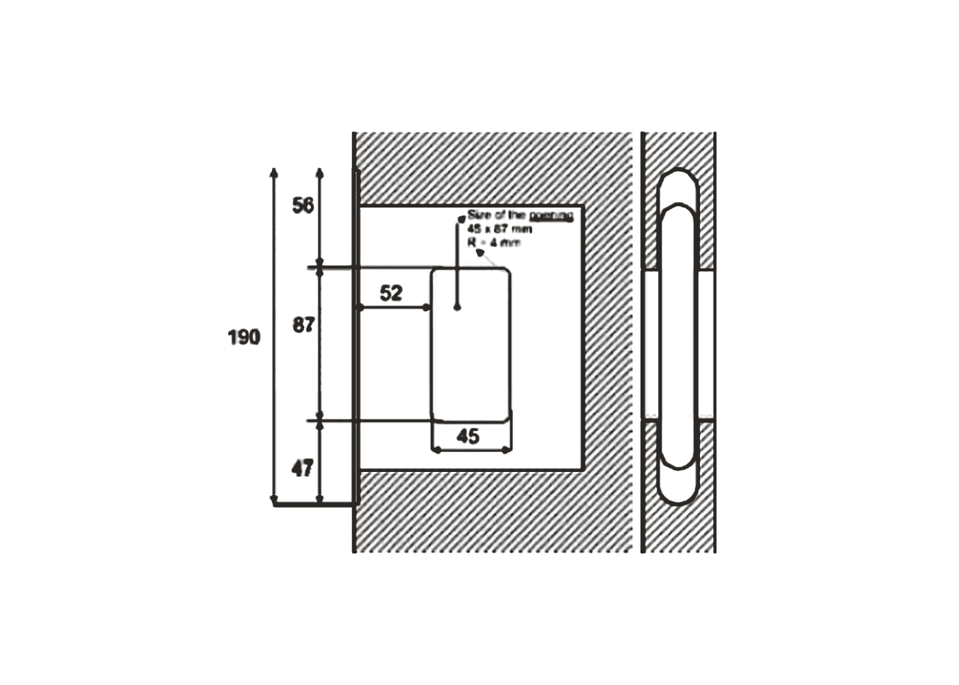 LEIF Concealed Door Lock Dimensions