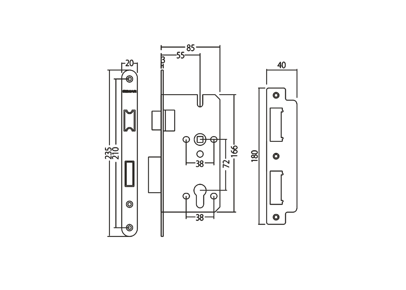 Silent Lockbody Dimensions