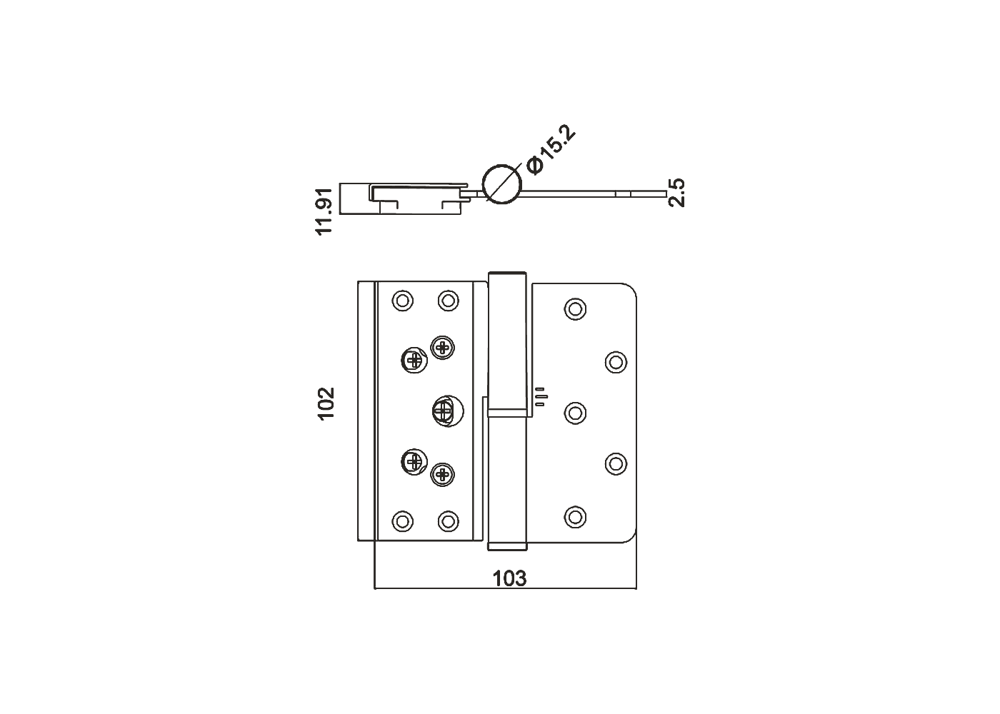 Square-corner 3D Adjustable Hinge Dimensions
