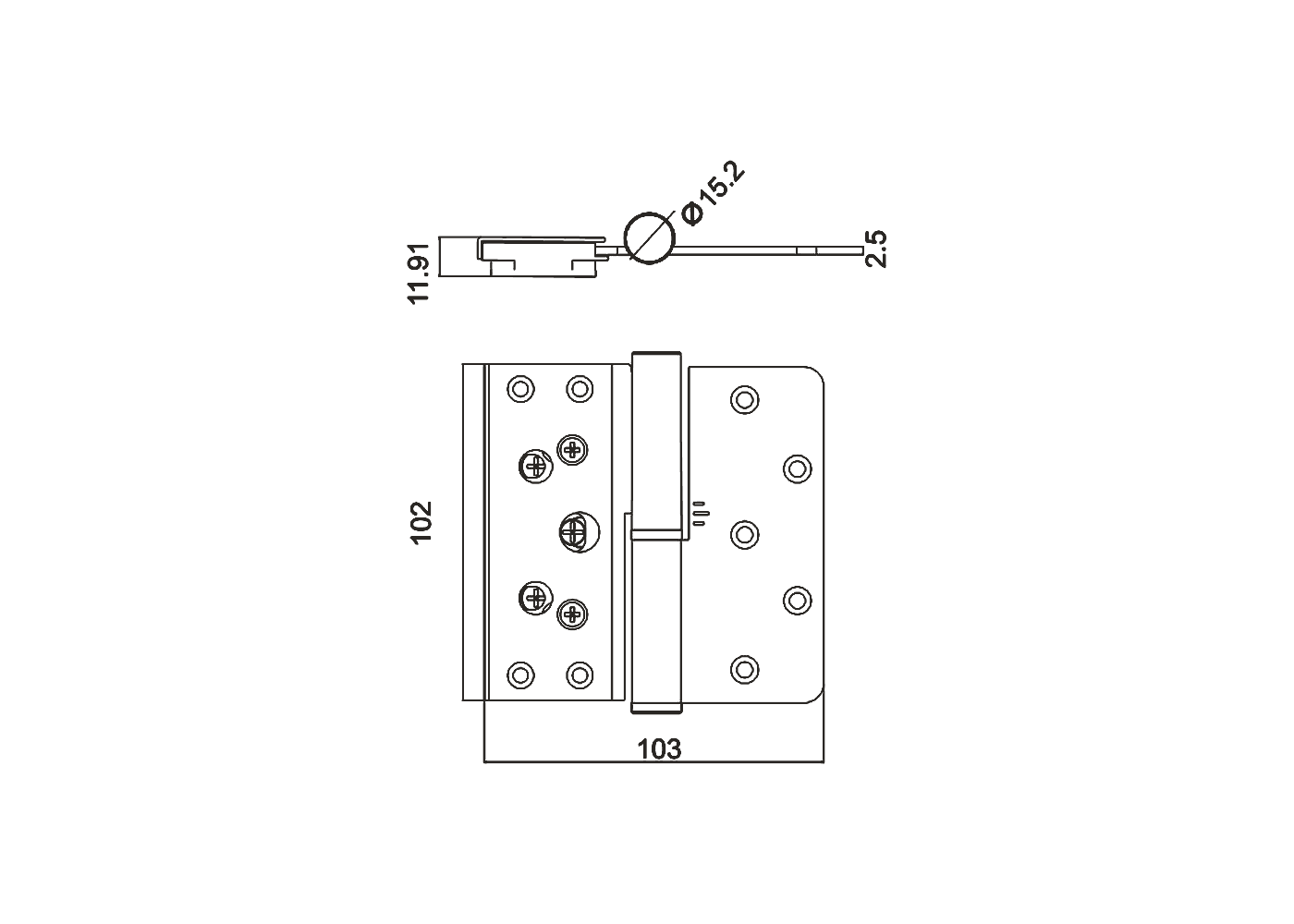 Split-leaf 3D Adjustable Hinge Dimensions