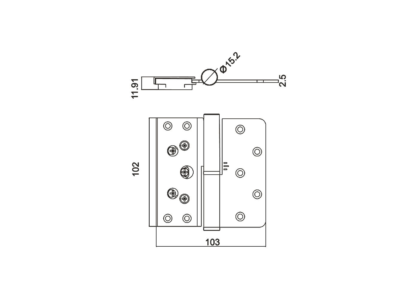 Round-corner 3D Adjustable Hinge Dimensions