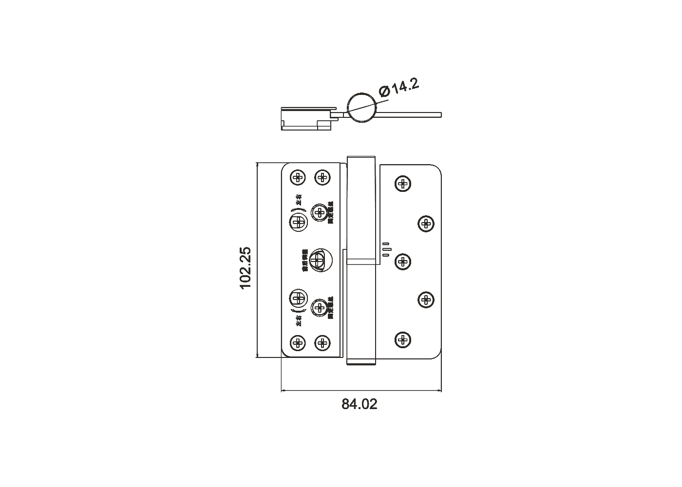 Narrow-leaf 3D Adjustable Hinge Dimensions