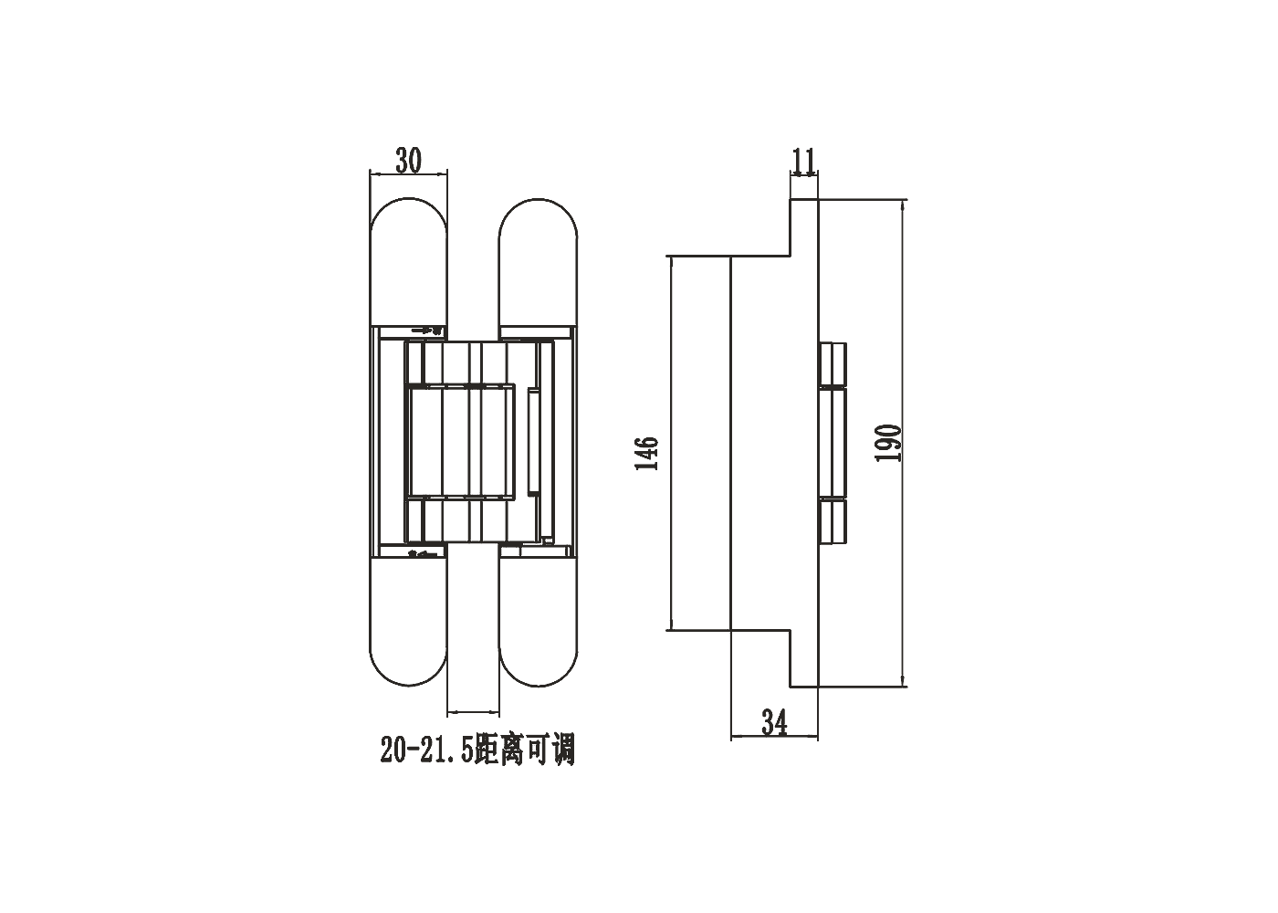 Concealed Hydraulic Self-closing Hinge Dimensions