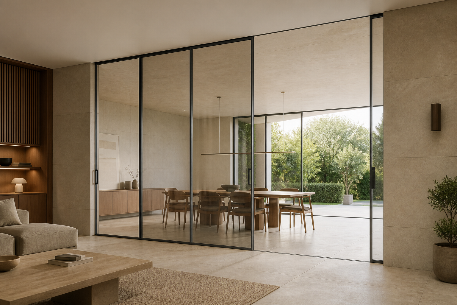 Planning hardware, profiles and space for a triple sliding door